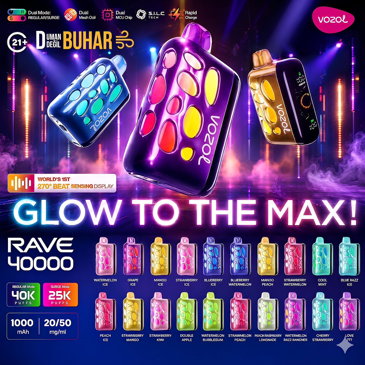 Vozol - Rave 40000 Puff Tek Kullanımlık Elektronik Sigara