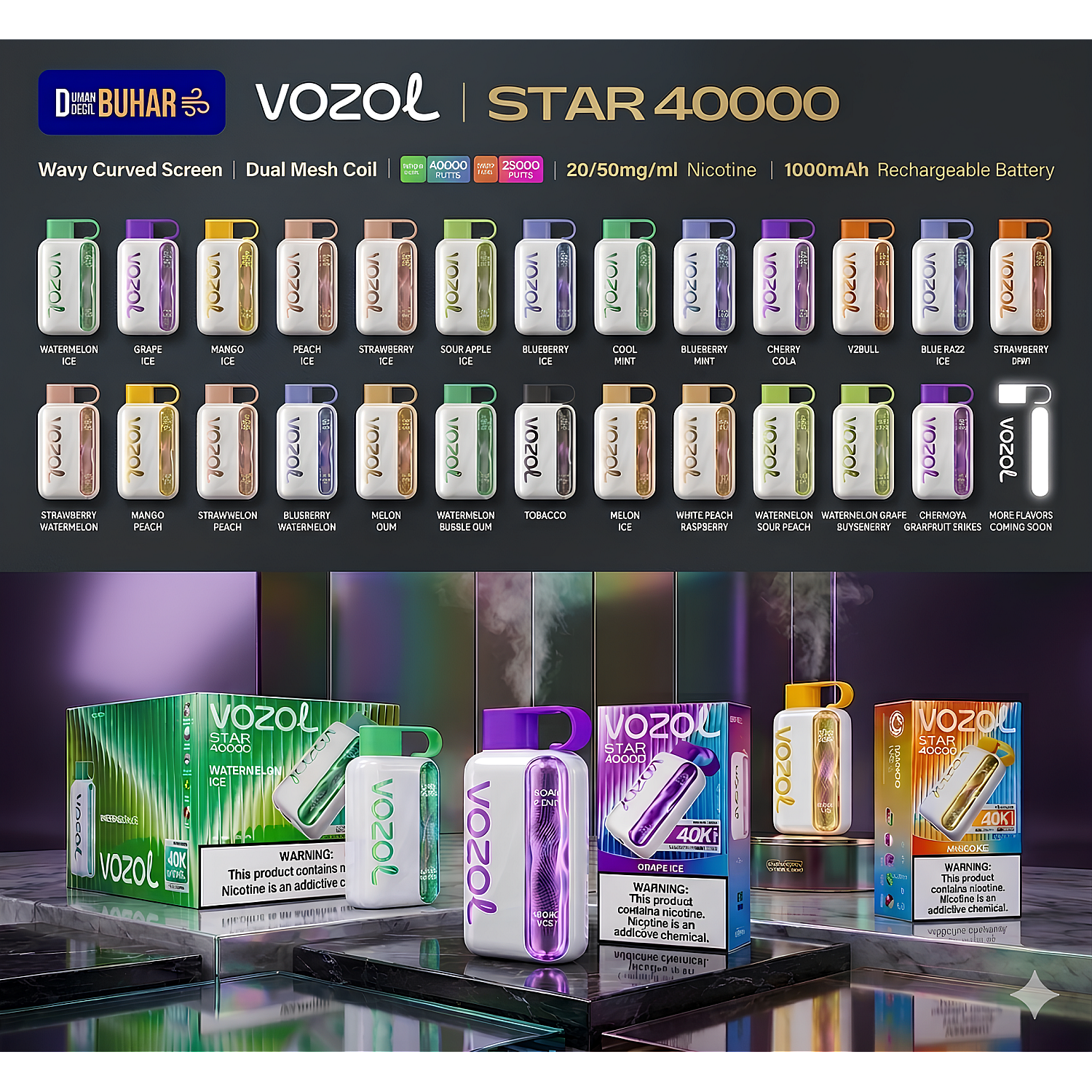 Vozol Star 40000 Puff Tek Kullanımlık Elektronik Sigara