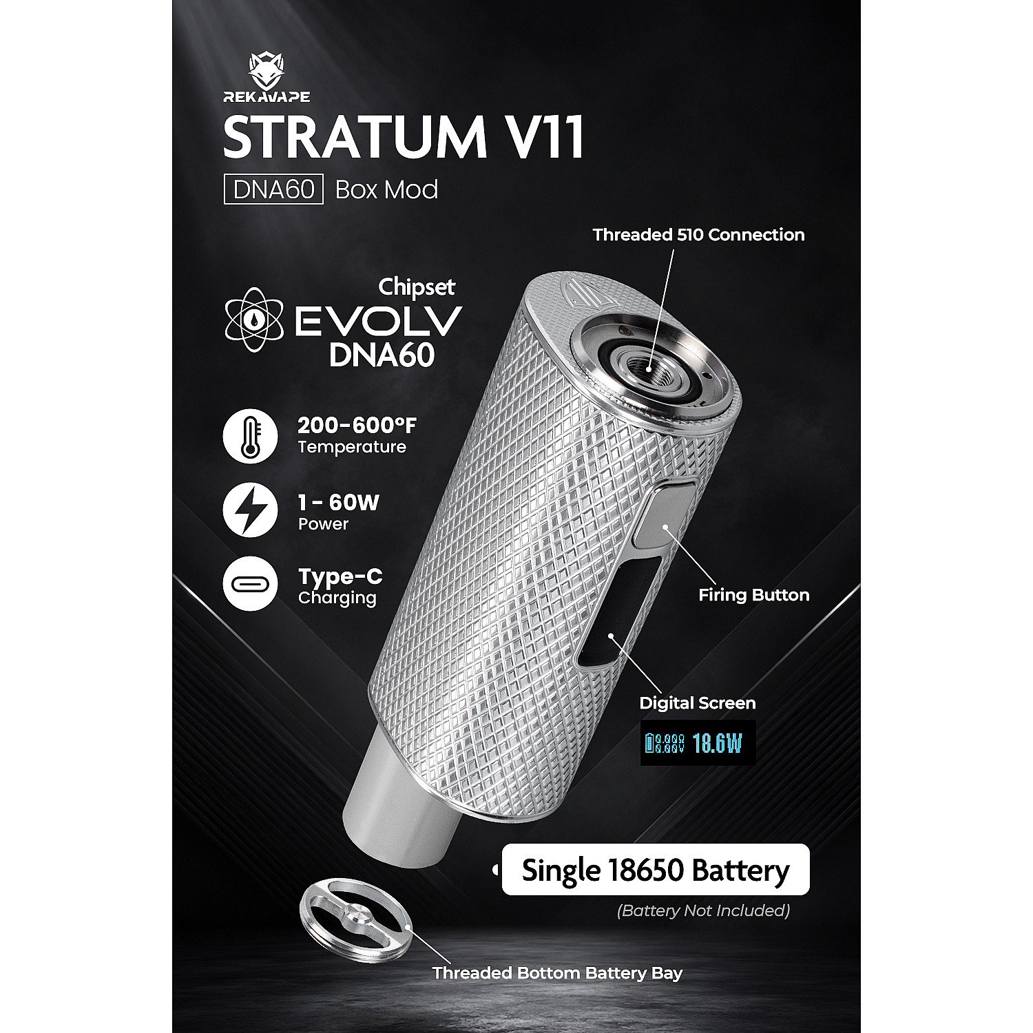 Rekavape - Stratum v11 Style DNA 60w Elektronik Sigara Mod