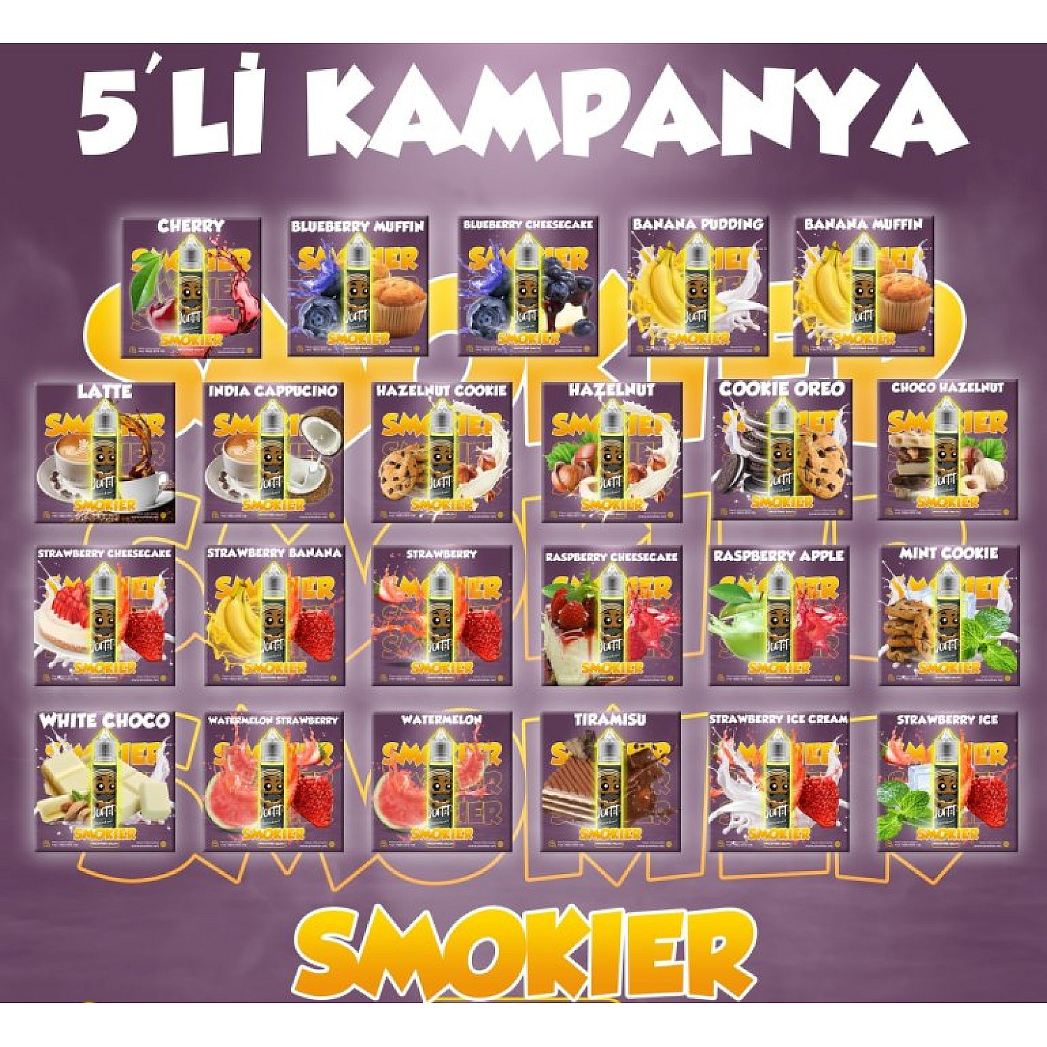 (RASTGELE SEÇİM) 5 Adet Smokier 60 ml Premium Likit Kampanyası - En Uygun Fiyatlı Orijinal Ürün