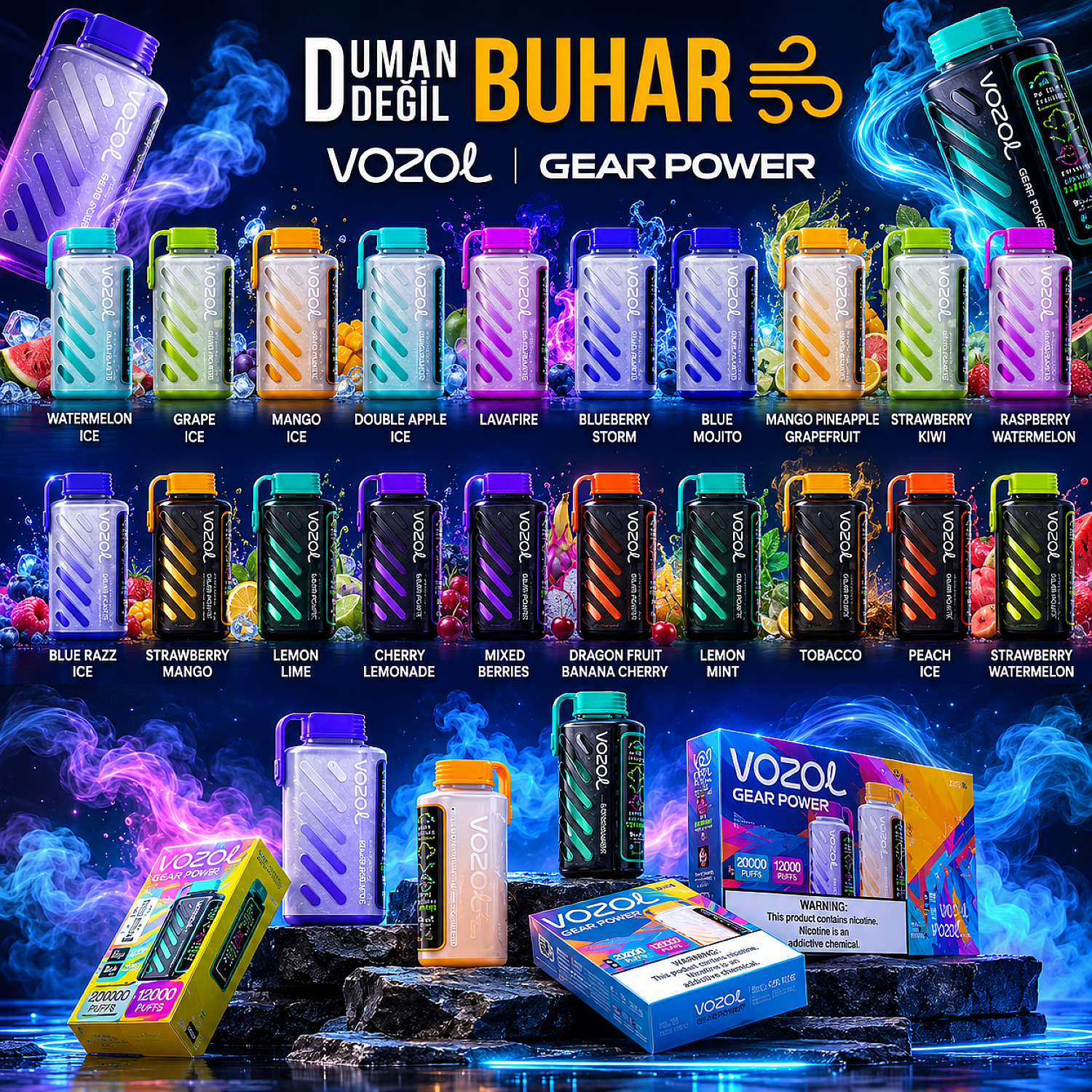 Vozol Gear Power 20000 Puff Tek Kullanımlık Elektronik Sigara